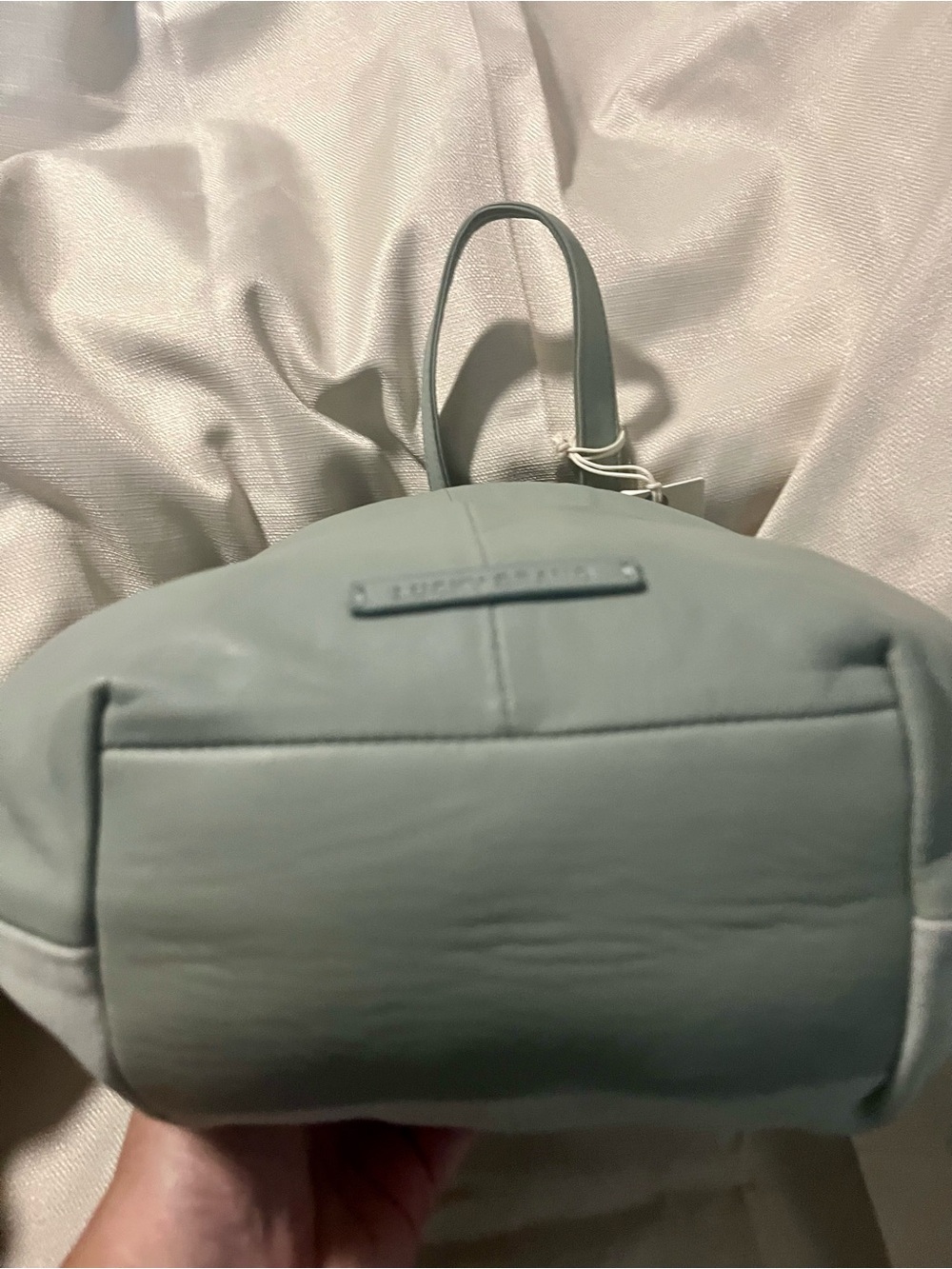 Lucky Brand Sage Green Leather Drawstring Shoulder Bag - Picture 5 of 6